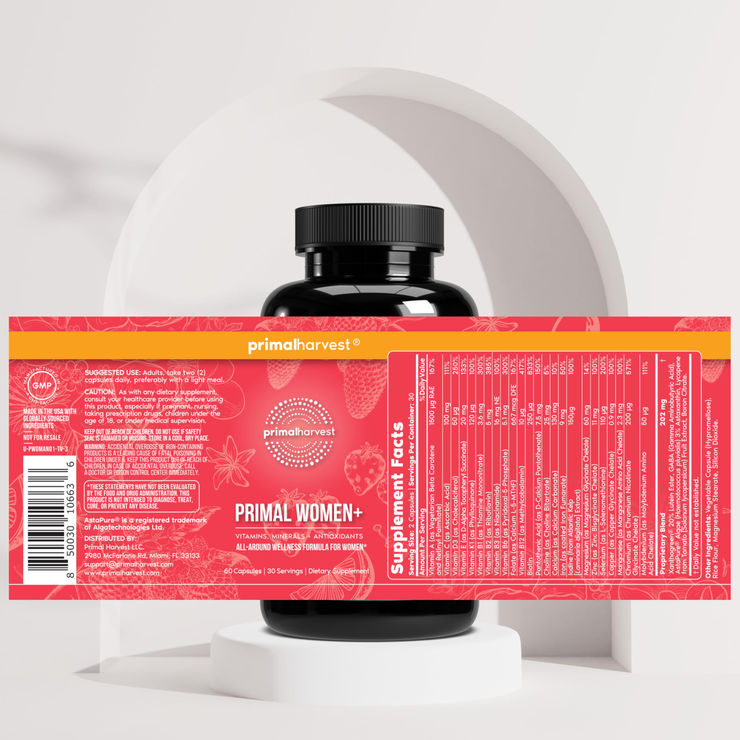 Primal Harvest Women+ - Daily Supplement, Gluten & Dairy Free, for Women