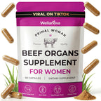 Primal Beef Organ Supplement for Women, Grass-Fed Ancestral Superfood | Supplement With Uterus & Liver, For Hormone Balance & Queen Energy, 60 Capsules