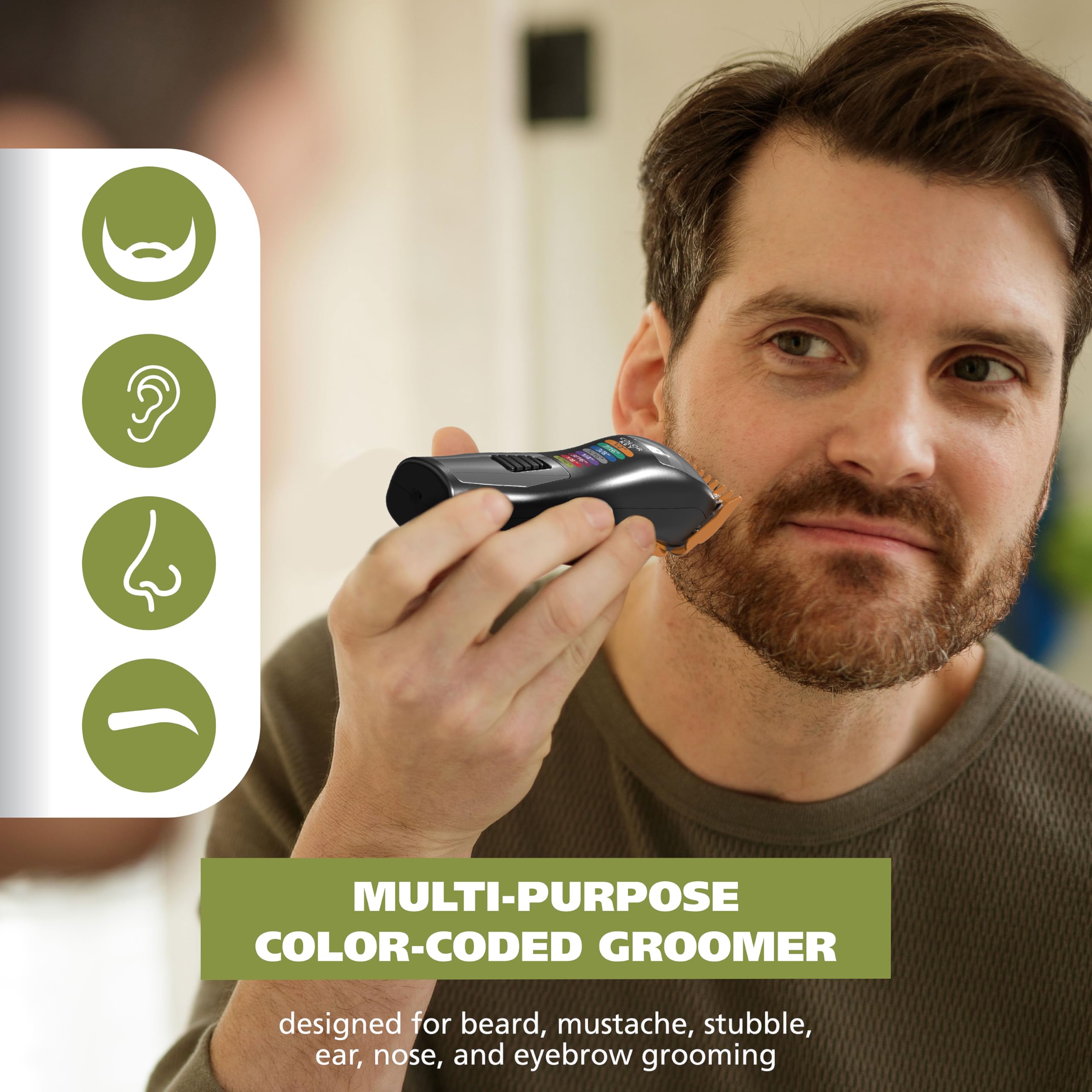 Buy now Wahl Color Pro All in One Rechargeable Cordless Color Coded Beard Trimmer with Detail Eyebrow Trimmer and Rotary Nose Hair Trimmer for Men- Model 3025945 at indiglob india