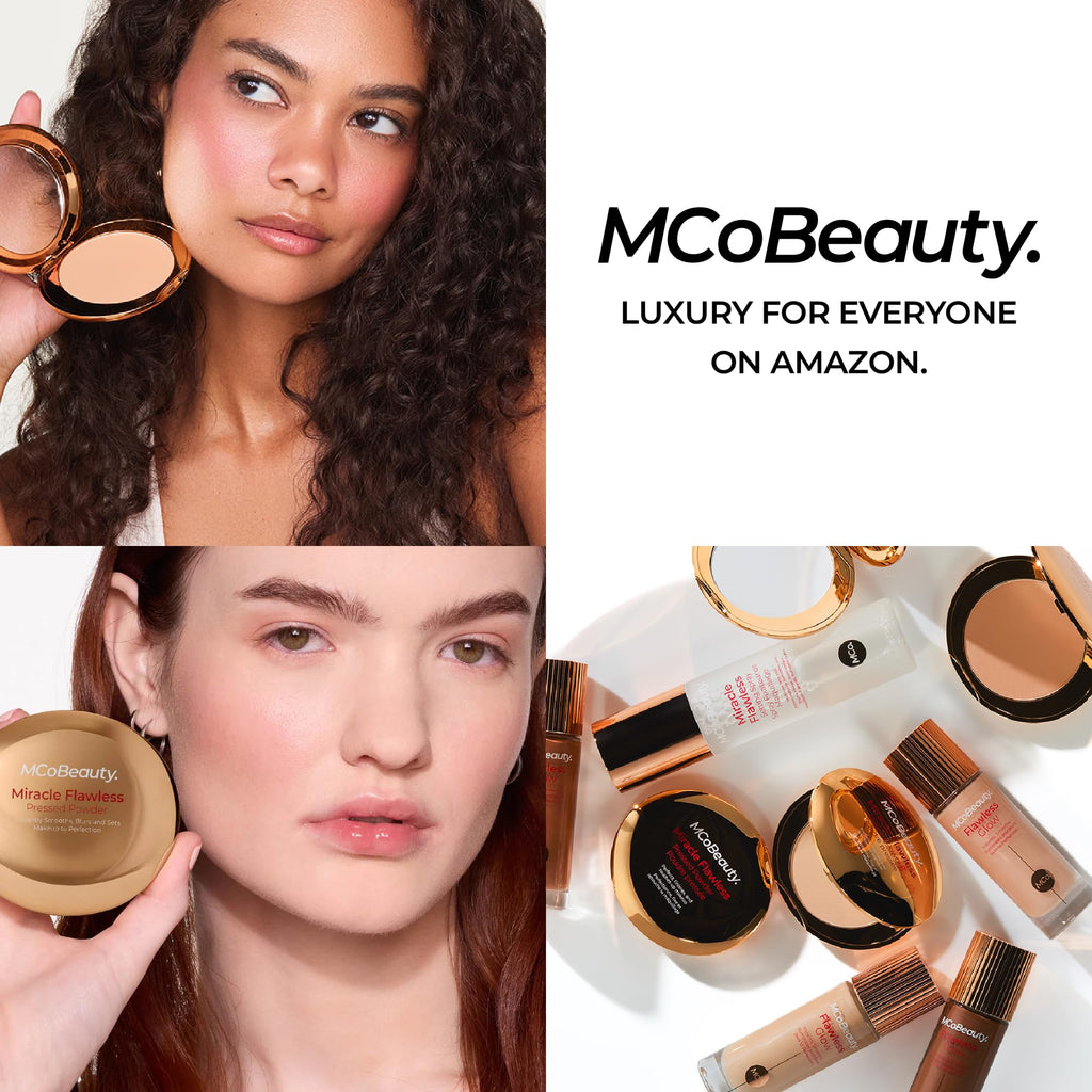 MCoBeauty Miracle Flawless Pressed Powder - 1 Light | Compact, Soft Focus Blurring, Finishing & Setting Makeup, Hydrating, Vegan & Cruelty Free