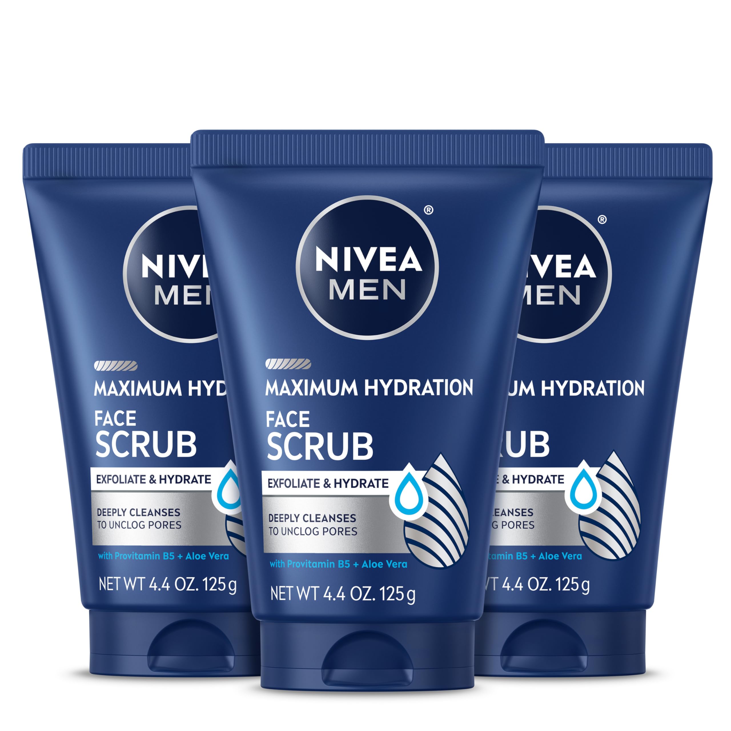 NIVEA MEN Maximum Hydration Face Scrub, Multipack, 3 x 4.4 OZ