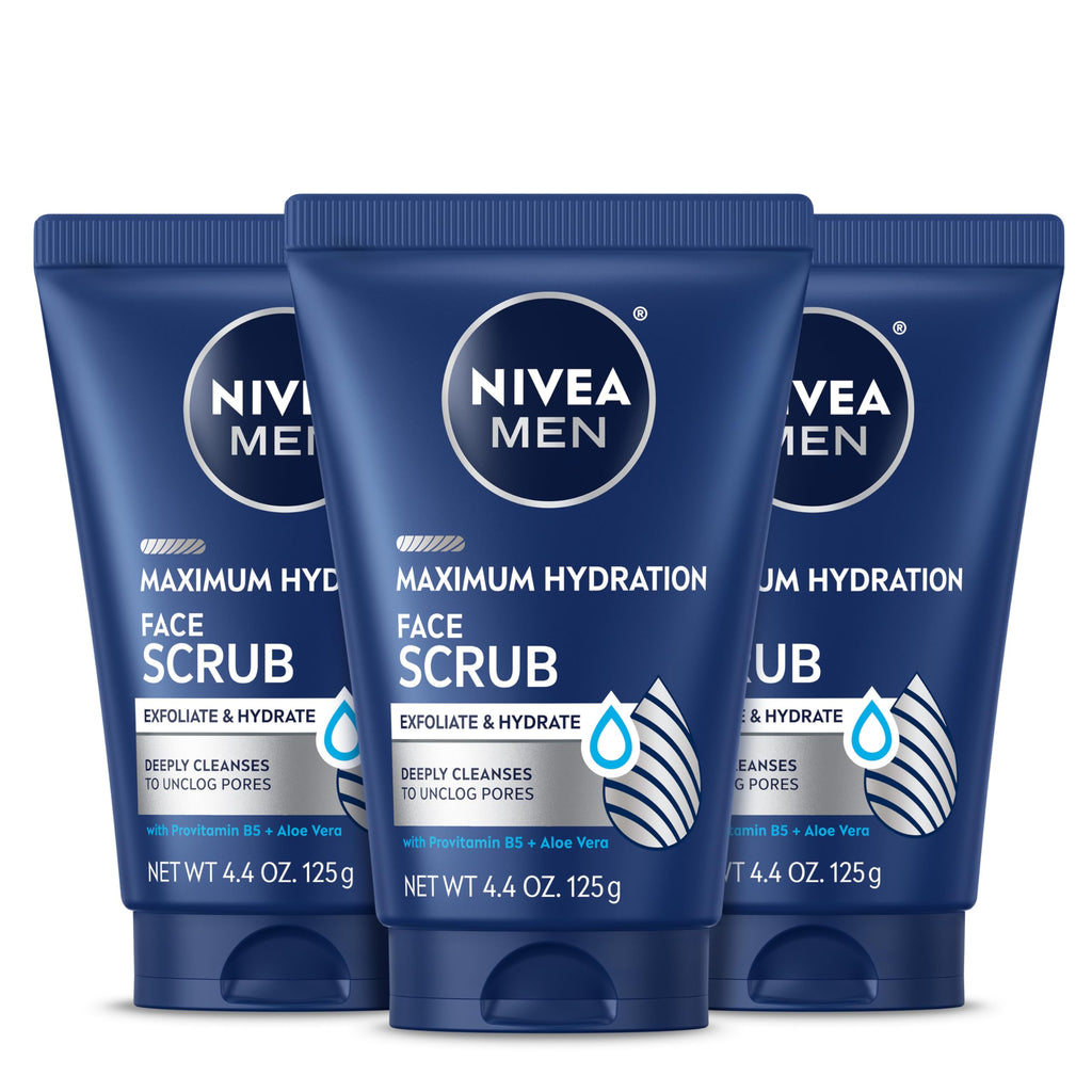 NIVEA MEN Maximum Hydration Face Scrub, Multipack, 3 x 4.4 OZ