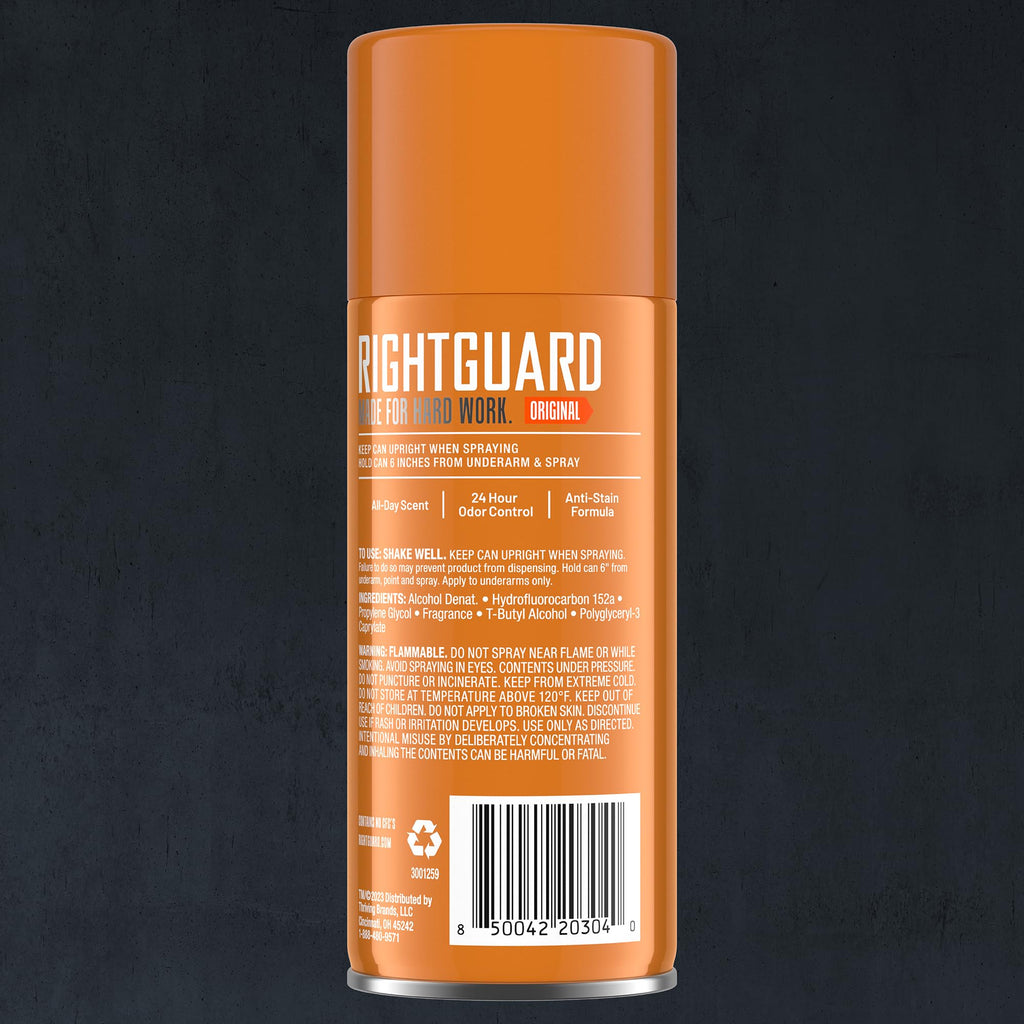Right Guard Sport Original Scent Deodorant Spray - Aluminum Free Spray Deodorant for Men, 24-Hour Odor Protection, Anti-Stain, & Long-Lasting, 8.5 oz (2 Pack)