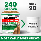 Dog Allergy Chews for Itchy Skin - 240 Treats - Anti-Itch Immune Relief