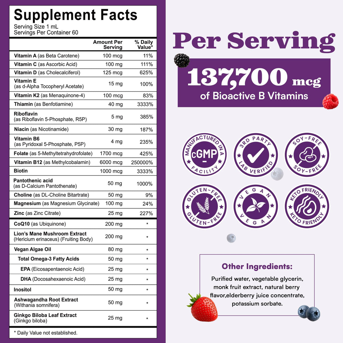 Vitamin B Complex Liquid Drops, 22-in-1 Active B Formula