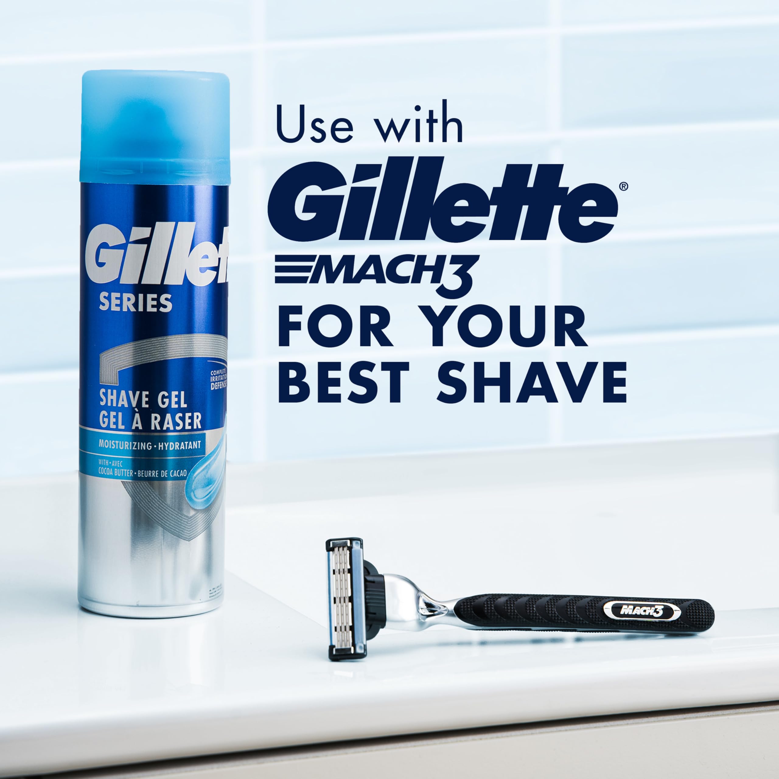 Gillette Series 3X Action Shave Gel, Moisturizing Twin Pack (7 Ounce Each) (Pack of 3)