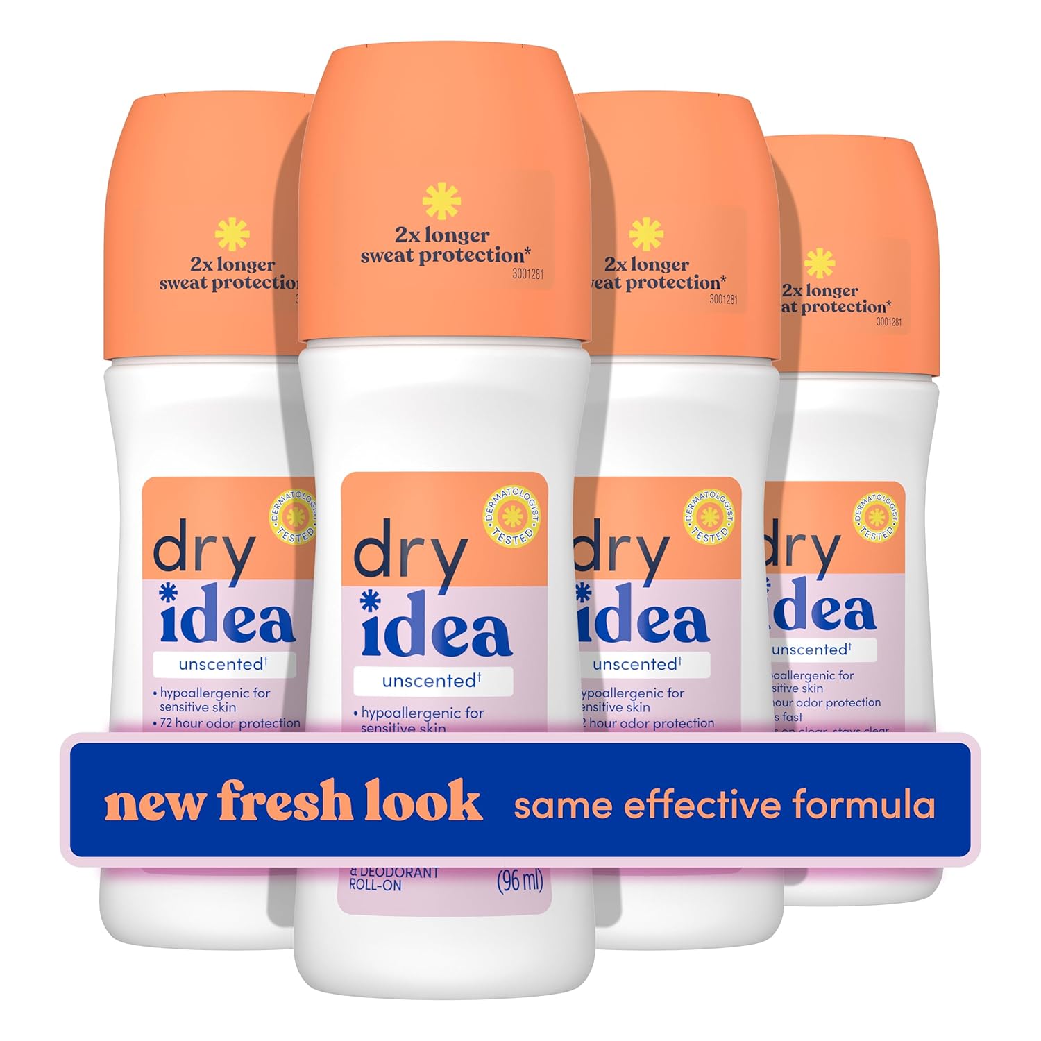 Buy now Dry Idea Unscented Roll On Deodorant & Antiperspirant for Women - Hypoallergenic for Sensitive Skin, 2X Longer Sweat Protection, 72Hr Sweat & Odor Protection, Womens Deodorant, 3.25oz 3.25 Ounce (Pack of 4) Unscented at indiglob india