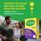 Culturelle Pro Strength Probiotics for Digestive Gut Health*, 12B CFU, 60ct | Daily Prebiotic Probiotic for Women & Men, Synbiotic, Lactobacillus Rhamnosus GG, No Refrigeration Needed, 2 Month Supply