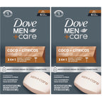 DOVE MEN + CARE Hidratante Coco + Cítricos Hand & Body Face 6 Count 3.75 oz | For dry skin, Helps hydrate and smooth skin, With coconut + citrus formula, For daily showers, Face + body shave bar