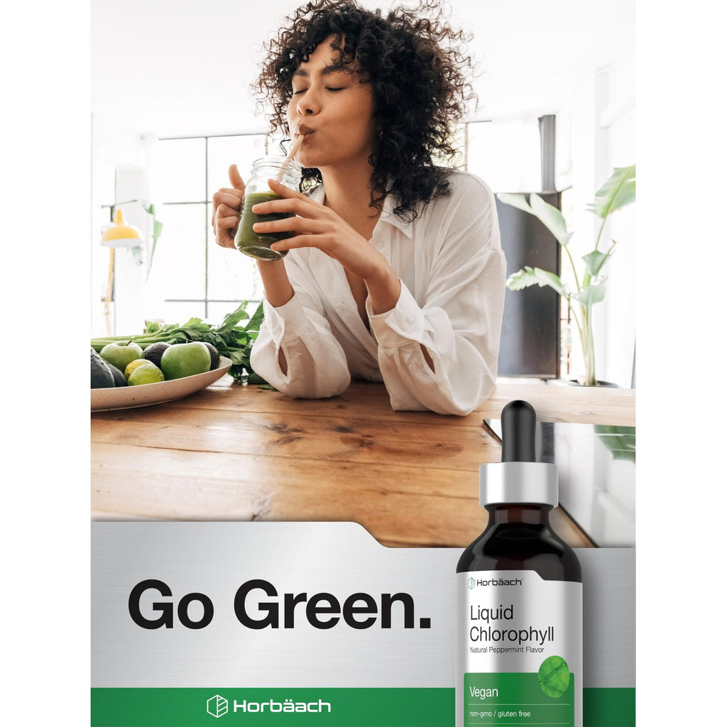 Horbäach Liquid Chlorophyll Drops | 2 fl oz | Natural Peppermint Flavor | Vegan, Non-GMO & Gluten Free Formula