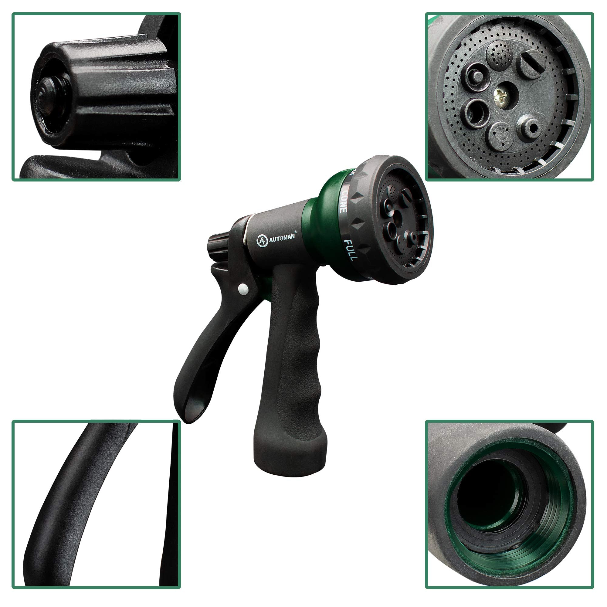 Buy now AUTOMAN-Garden-Hose-Nozzle, ABS Water Spray Nozzle with 7 Adjustable Watering Patterns, Slip Resistant for Watering Plants, Lawn& Garden, Washing Cars, Cleaning, Showering Pets & Outdoor Fun. at indiglob india