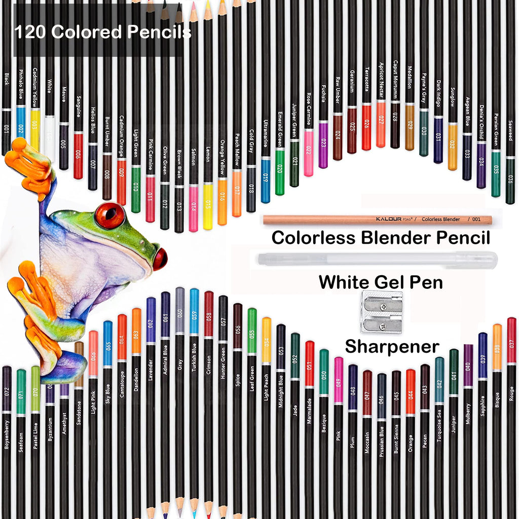 KALOUR Premium Colored Pencils,Set of 120 Colors,Artists Soft Core with Vibrant Color,Ideal for Drawing Sketching Shading,Coloring Pencils for Adults Beginners