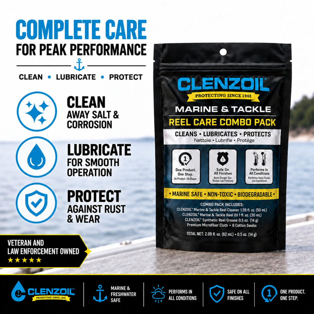 Clenzoil Marine & Tackle Reel Care Kit - Reel Oil & Grease, Fresh/Saltwater