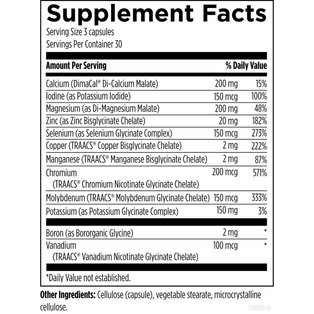 Designs for Health Complete Mineral Complex - Essential + Trace Minerals Supplement with Magnesium Malate, Chromium, Zinc + More - Iron-Free Multi Minerals Blend - Vegan + Gluten Free (90 Capsules)