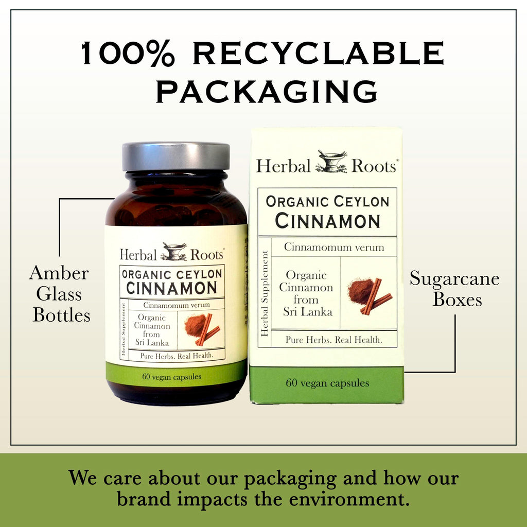 Herbal Roots Organic Ceylon Cinnamon Capsules, USDA Certified Organic, Circulatory Support, 60 Vegan Capsules