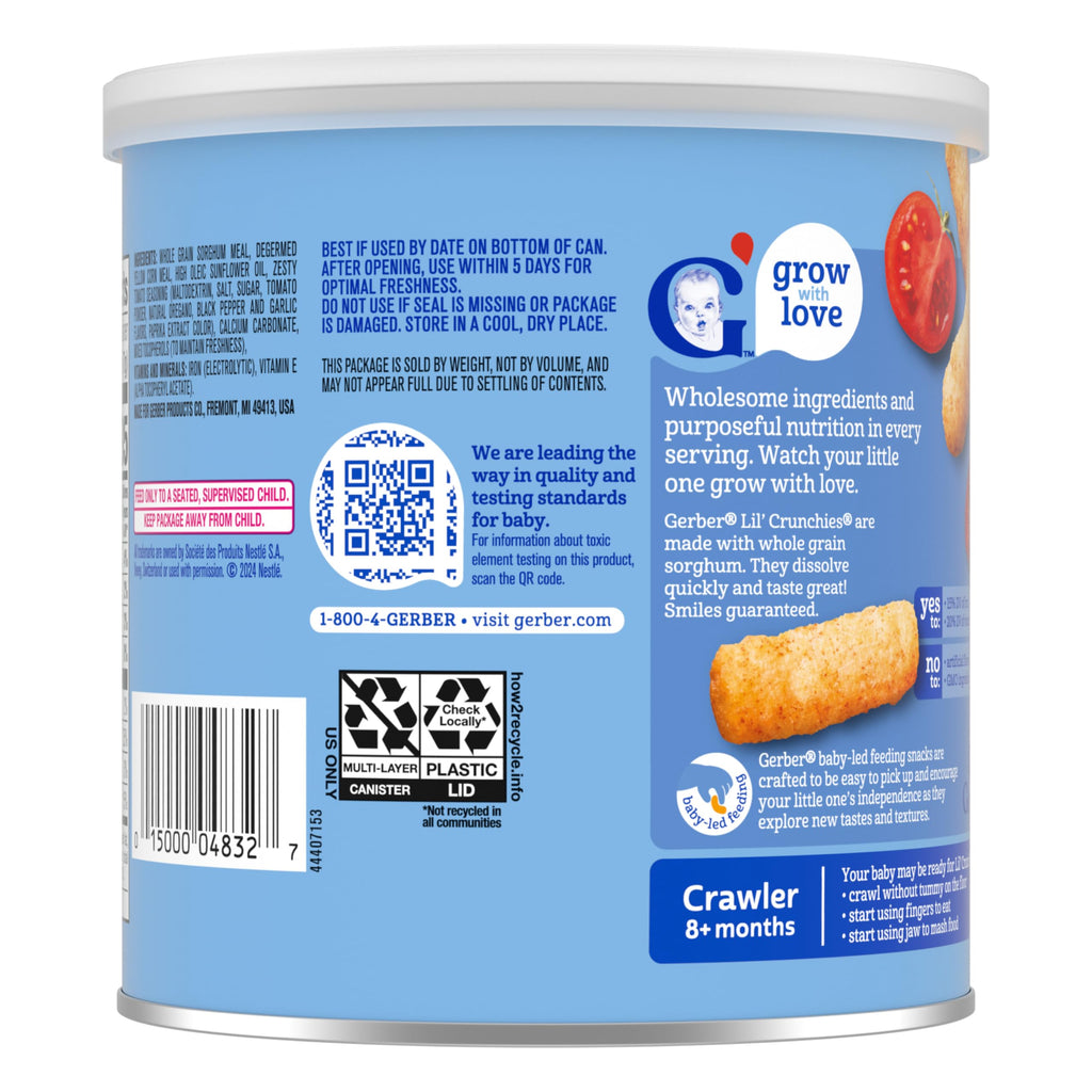 Gerber Stage 3 Garden Tomato Lil Crunchies Snack, 1.48 Oz, 6 Pack