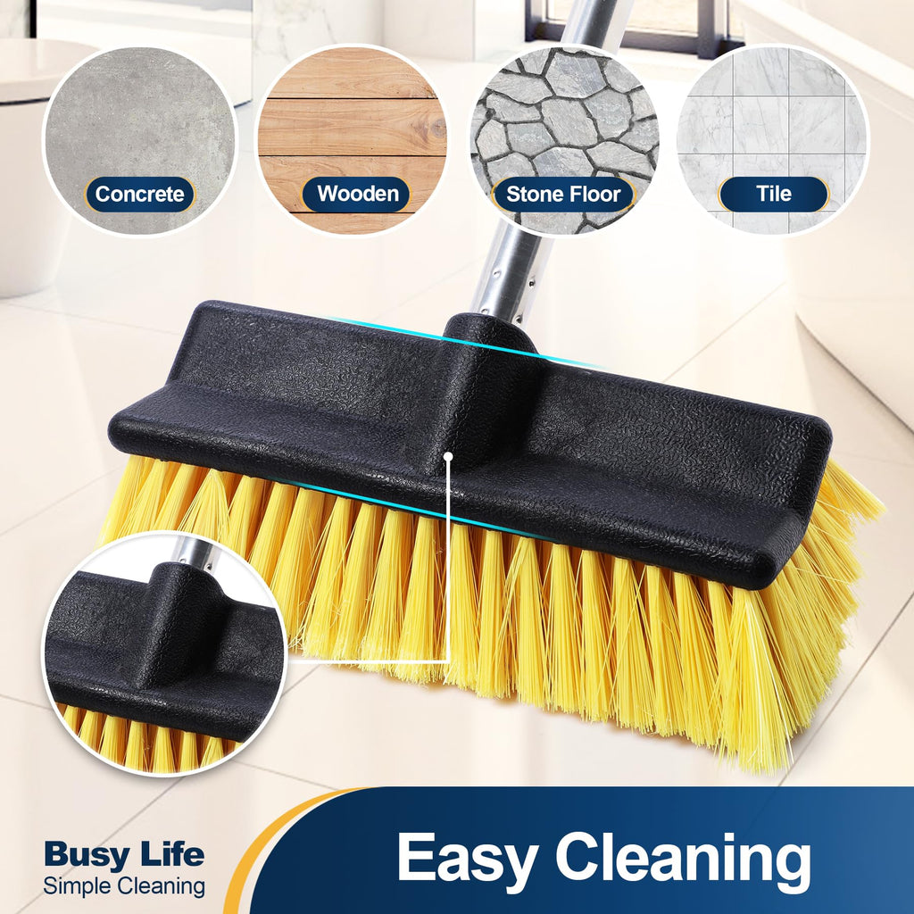 Yocada Deck Brush with 4-Section Extendable Handle Floor Scrub Brush