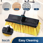 Yocada Deck Brush with 4-Section Extendable Handle Floor Scrub Brush