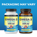 Triple Strength Omega 3 Fish Oil 3000mg for Women and Men, 180 Softgels | High Potency Omega 3 Supplement, Burpless Lemon Flavor Fish Oil - 2250mg Essential Fatty Acids with DHA & EPA, Wild Caught