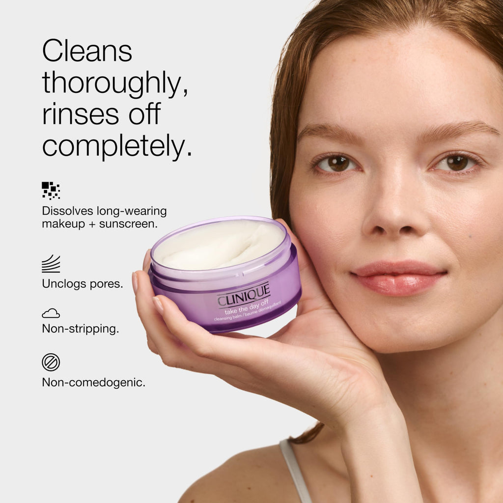 Clinique Take The Day Off Cleansing Balm Makeup Remover | Dissolves Face + Eye Makeup and Sunscreen | For All Skin Types
