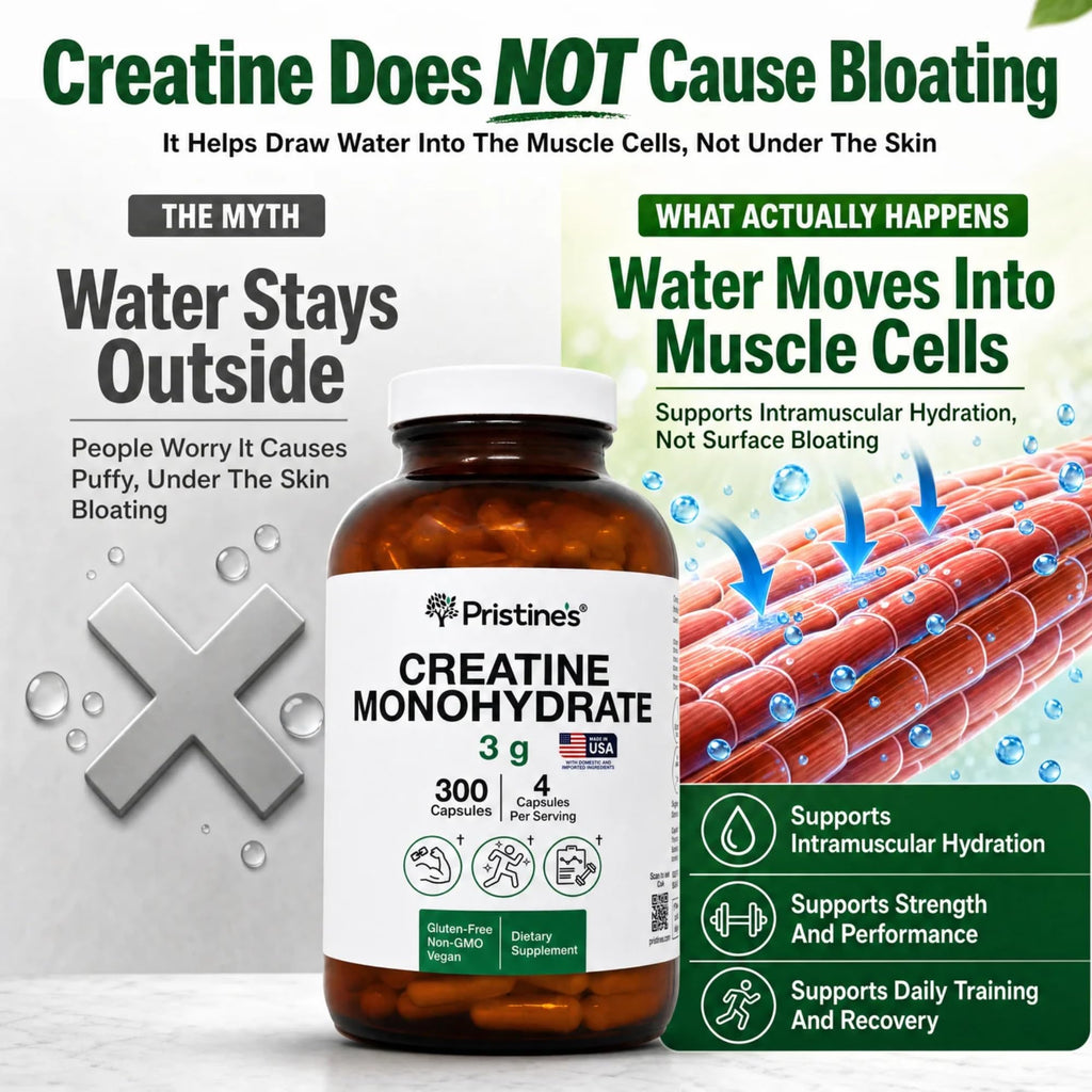 PRISTINE'S NSF Certified Creatine Monohydrate 3g Capsules, 75 Servings | Vegan, non-GMO and gluten-free. NSF Certified creatine capsules with 75 servings and no powder scoop, mixing, grit or flavor