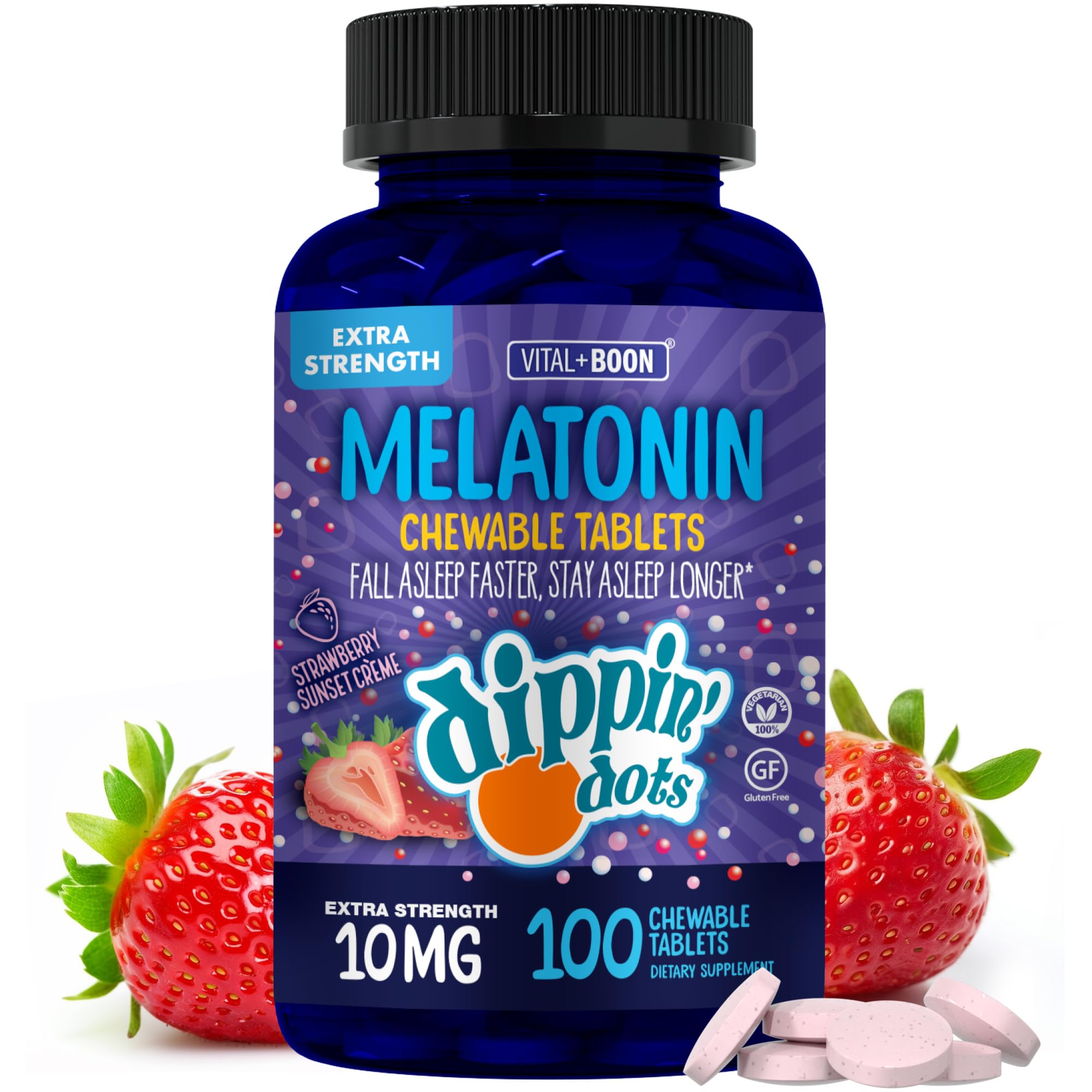 Dippin' Dots Extra Strength Melatonin Gummies 20mg, Sleep Aid (60 Ct) | 20mg melatonin gummies, a natural sleep aid for adults needing extra nighttime support; vegan, stronger nightly dose.