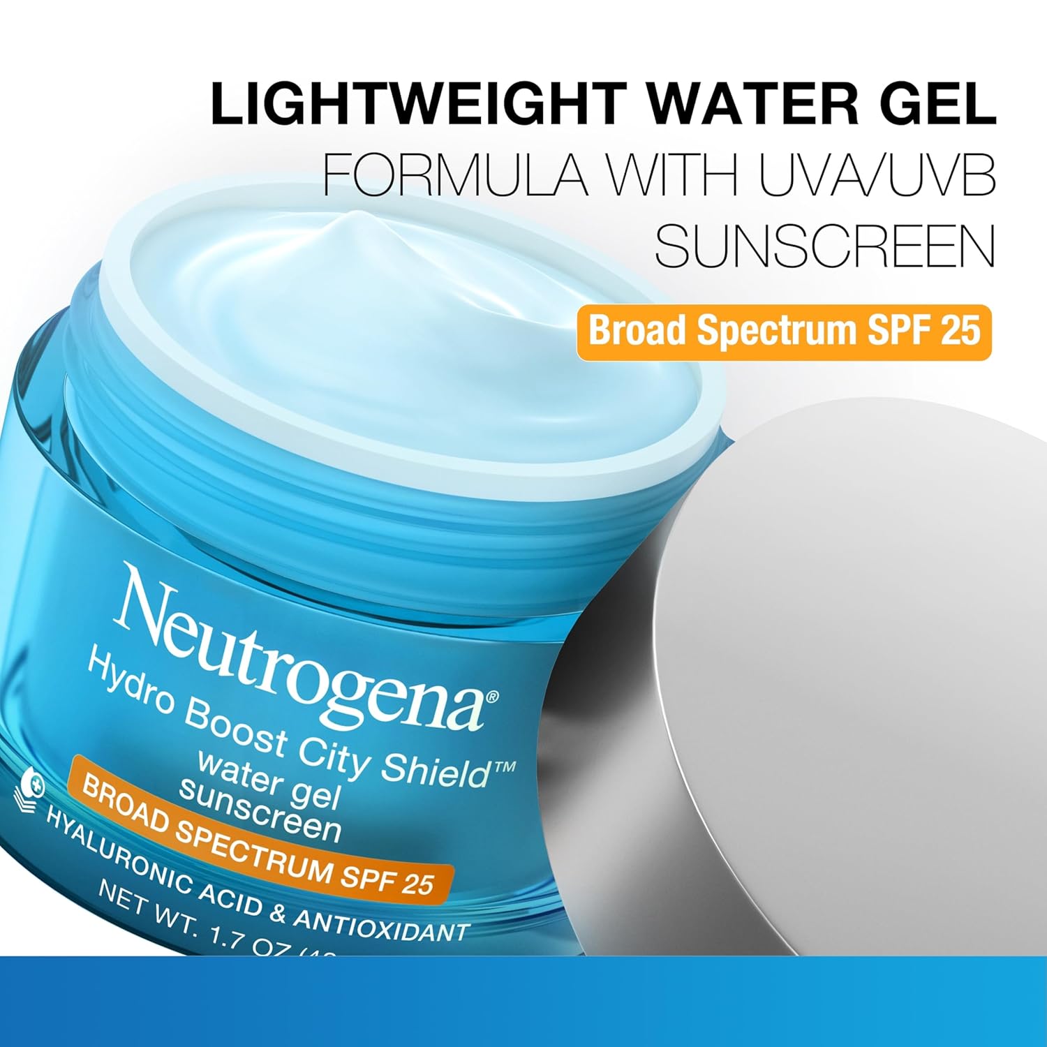 Buy now Neutrogena Hydro Boost City Shield Water Gel Face Moisturizer with Broad Spectrum SPF 25, Hydrating Facial Sunscreen with Hyaluronic Acid, Oil-Free and Non-Comedogenic Face Lotion, 1.7 oz at indiglob india
