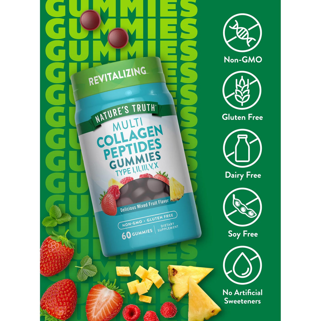 Nature's Truth Multi Collagen Gummies | Type I, II, III, V, X | 60 Count