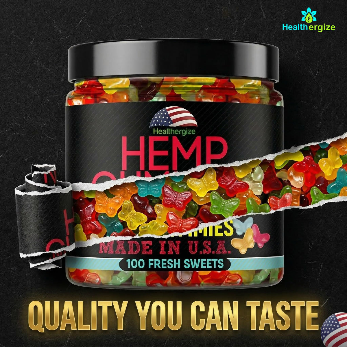 Hemp Gummies for Sleep - Delicious Butterflies Gummy Bears-10 Fresh Fruity Flavors - Natural Tasty Edibles for Peace and Relaxation, Nighttime Rest, Calm & Relax-Made in USA-100 Count