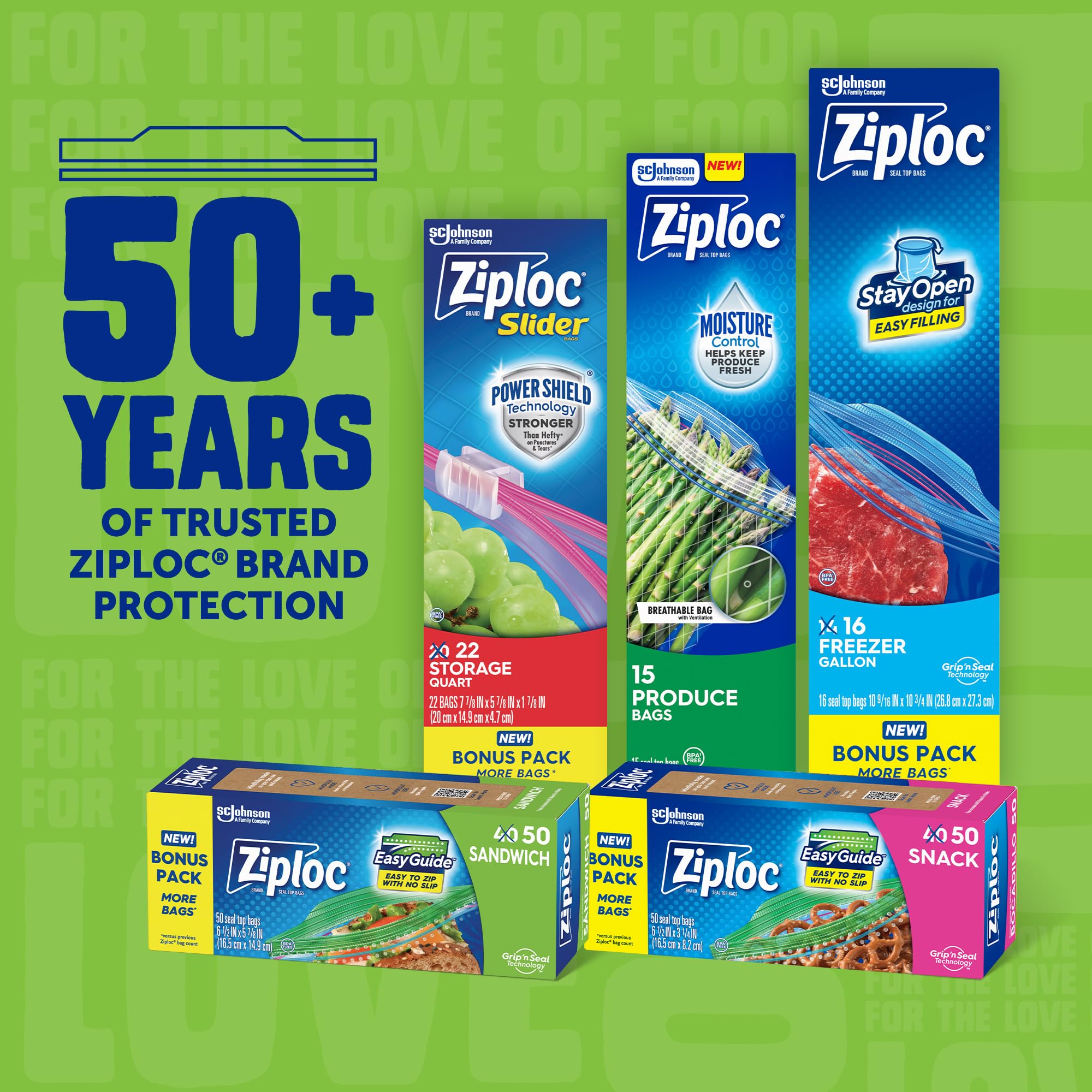 Buy now Ziploc Sandwich and Snack Bags with EasyGuide Texture, Plastic Storage Bags with Grip 'n Seal Technology, 270 Bags Total at indiglob india