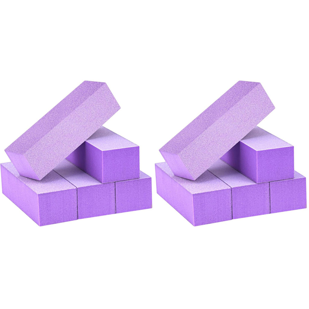 Maryton Nail Buffer Block, Medium/Fine Grit 100/180 Finishing Buffers for Acrylic Nails Gel Polish Nails, 3 Way Professional Pedicure Manicure Buffer Kits, 5 Count (Purple)