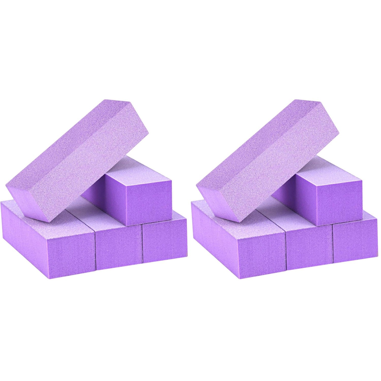 Maryton Nail Buffer Block, Medium/Fine Grit 100/180 Finishing Buffers for Acrylic Nails Gel Polish Nails, 3 Way Professional Pedicure Manicure Buffer Kits, 5 Count (Purple)