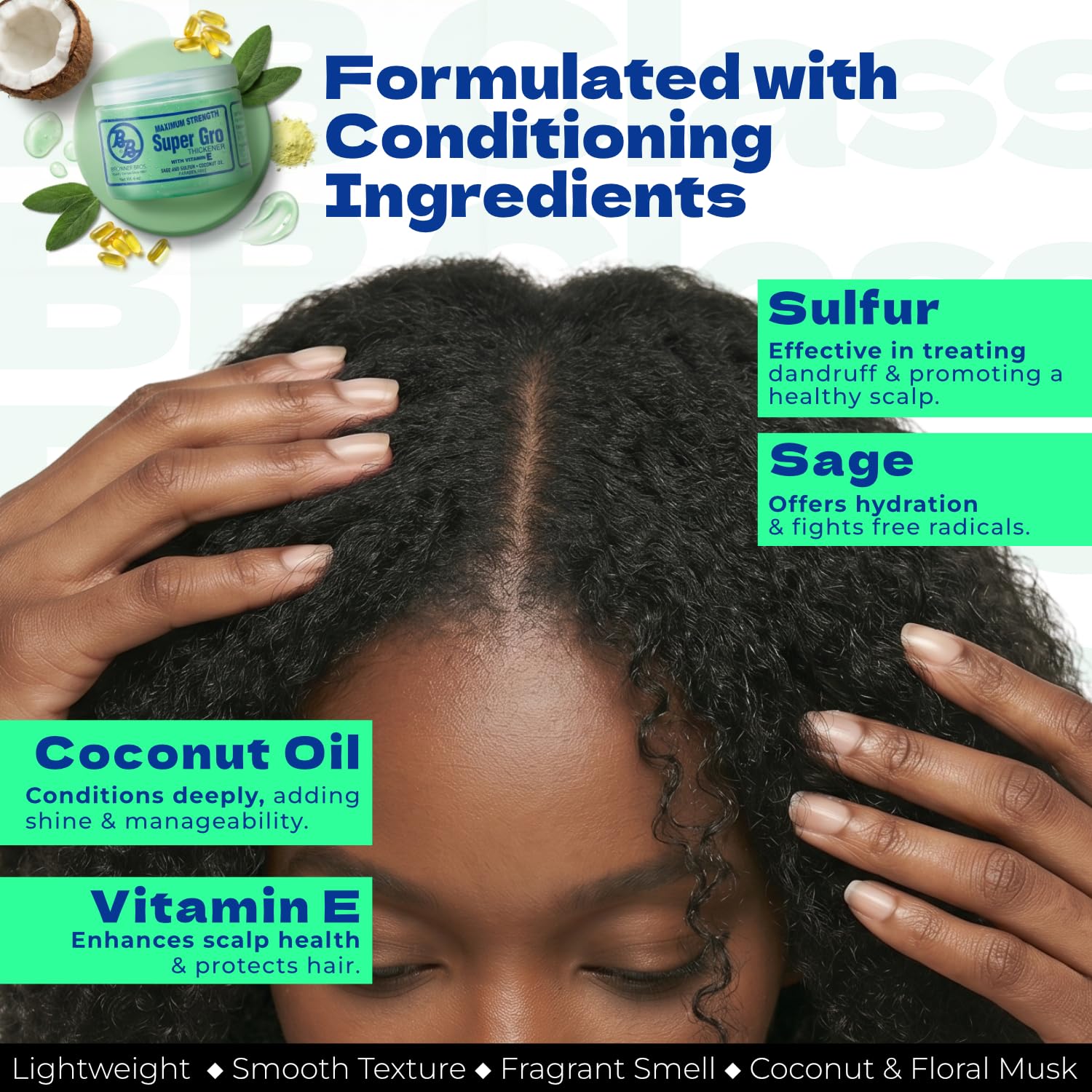 Bronner Bros Maximum Strength Super Gro Hair Grease & Scalp Treatment, 6oz | Hair Dress for Dry Scalp, Breakage Support, Shine & Healthy Hair, With Coconut Oil, Vitamins, Sage & Sulfur, All Hair Types