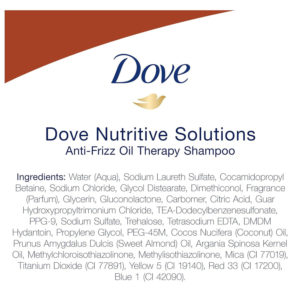 Buy now Dove Nutritive Solutions Anti Frizz Shampoo for Frizzy, Tangled Hair Oil Therapy with Nutri-Oils Moisturizing Shampoo Formula Smooths Hair 12 oz at indiglob india