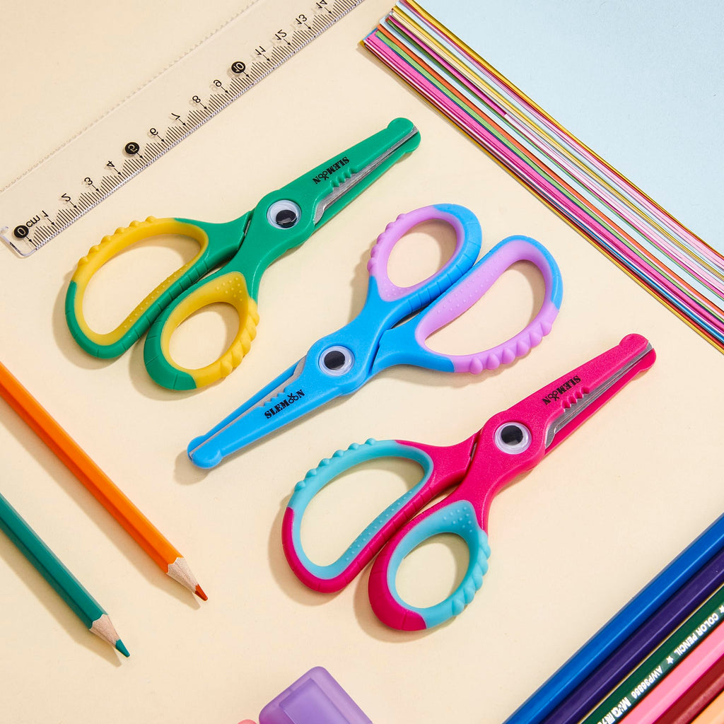 Kids Scissors 5.5 Inch,Blunt Tip Toddler Safety Scissors,3 Pack