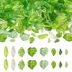 Pandahall 320 Pcs Green Acrylic Leaf Beads Transparent Maple Leaves Pendants Tiny Green Leaf Bead Caps for Jewelry Making DIY Spring Crafts Earring Bracelet