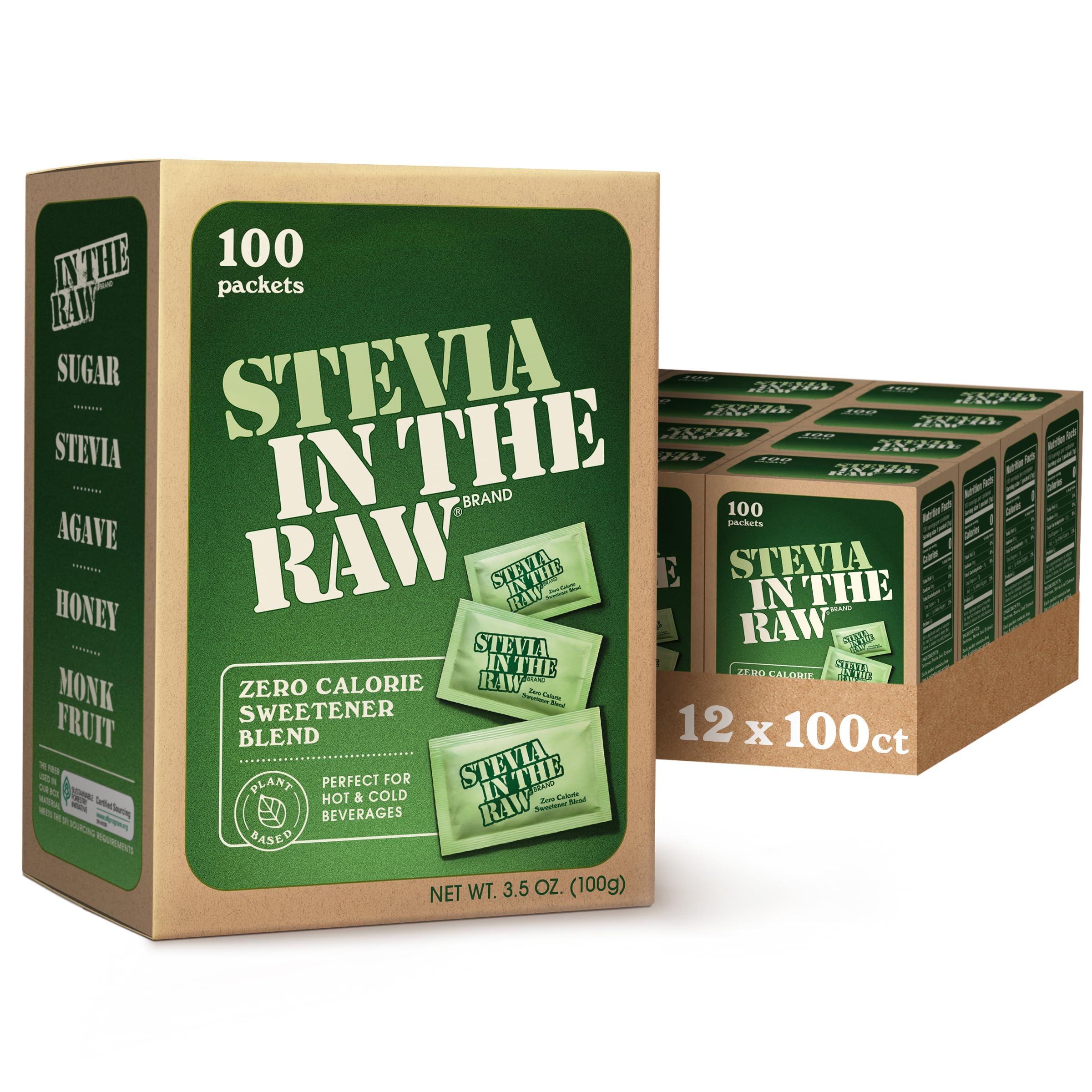 Buy now Stevia In The Raw Stevia Sweetener Packets, 50 Ct, Zero Calorie Stevia Sugar Substitute Packets, No Erythritol or Artificial Flavors, Vegan, Gluten Free, Kosher, Low Glycemic Index 100 Count (Pack of 12) at indiglob india