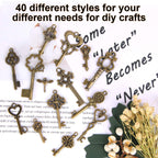 SANNIX Set of 40 Flying Keys, 40PCS Dragonfly Wings 40 Vintage Skeleton Key