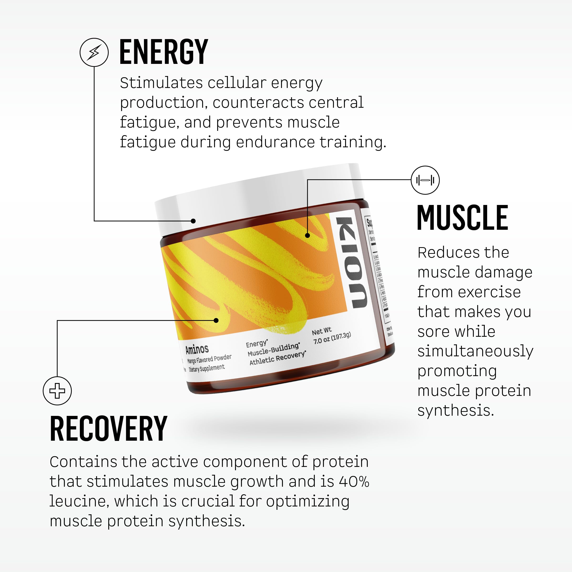 Kion Aminos Essential Amino Acids Powder, EAA & BCAA, Lean Muscle, Energy | All 9 aminos, caffeine-free, sugar-free, to curb cravings and support muscle with age, dieting, or GLP-1 use