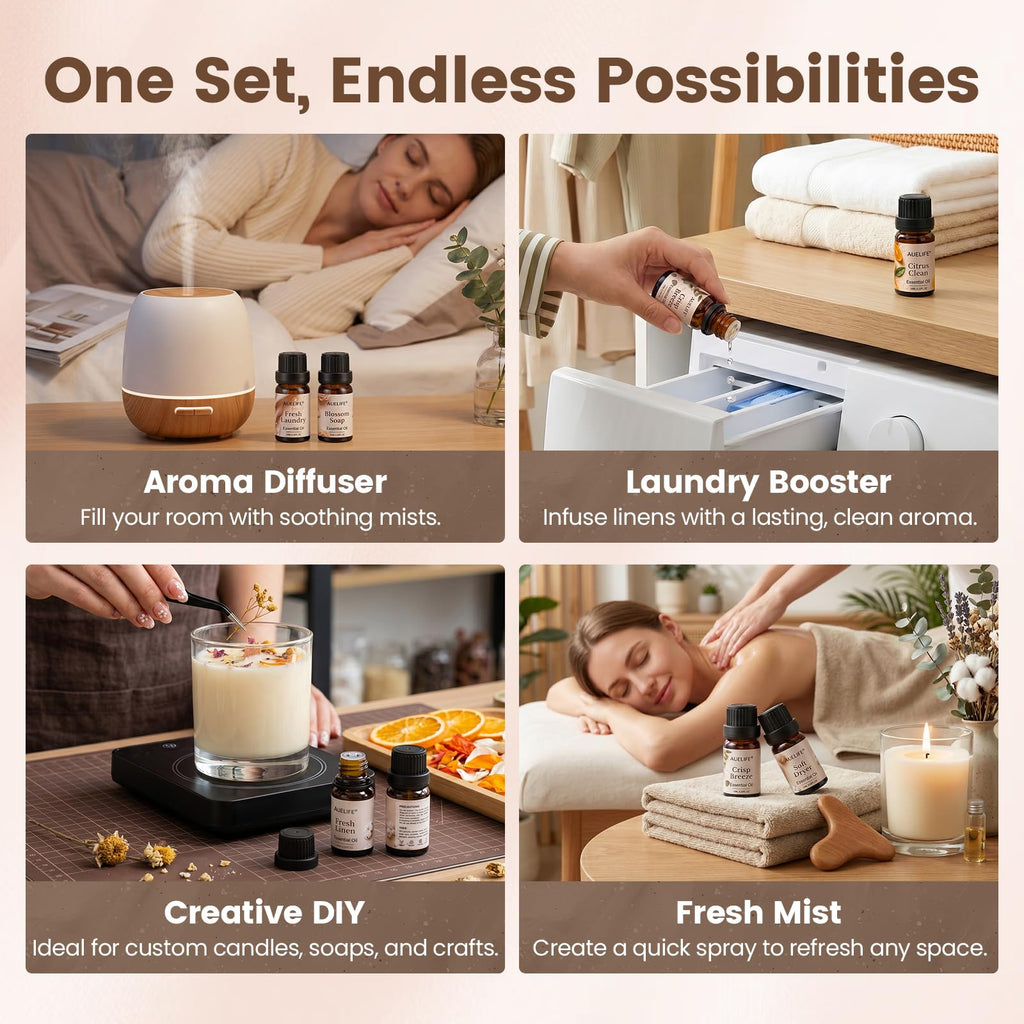 Laundry Essential Oils Set for Dryer Balls, 6x10ml Diffuser Oil