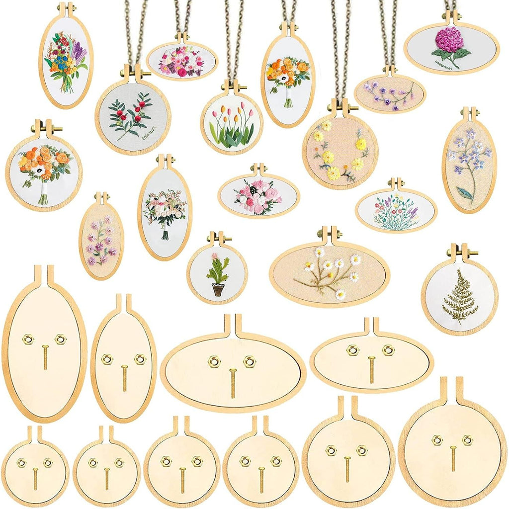 Buy now ZOCONE 10 Pack Mini Embroidery Hoops - Small Round & Oval Wood Hoops for DIY Embroidery Projects at indiglob india