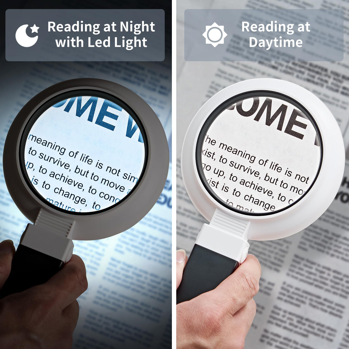 JARLINK Magnifying Glass with Light and Stand, 3 Modes Foldable Magnifier