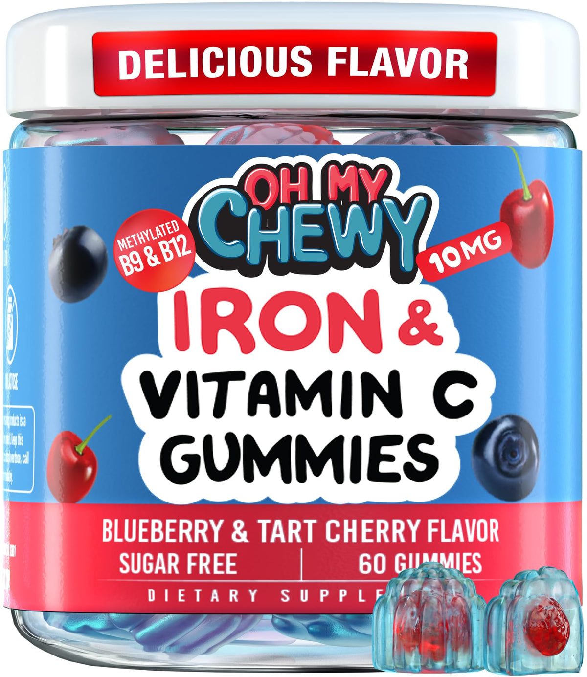Center-Filled Iron Gummies for Kids with 5-MTHF - Sugar-Free and Vitamin C