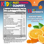 Kids Multivitamin Gummies - Sugar Free - Tasty Orange Flavor Gummy - Daily Immune Support with 100% Vitamin B12 - Essential Vitamins A, C, D3, E, B6, & Zinc Kid's Multivitamin - Non-GMO - 60 Gummies