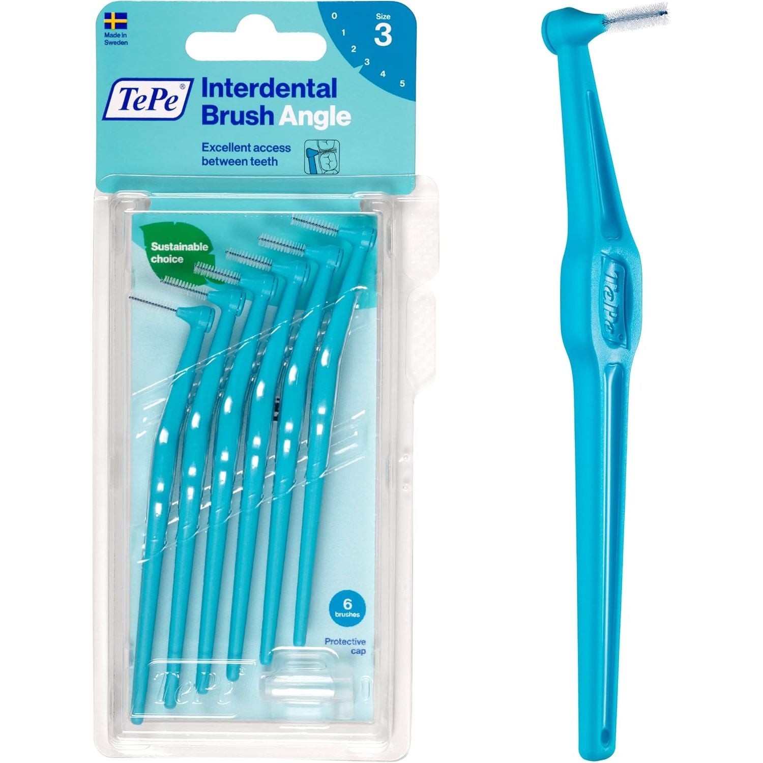 Buy now TEPE Interdental Brush Angle, Angled Dental Brush for Teeth Cleaning, Pack of 6, 0.8 mm, Large Gaps, Green, Size 5 Blue 0.6 mm at indiglob india