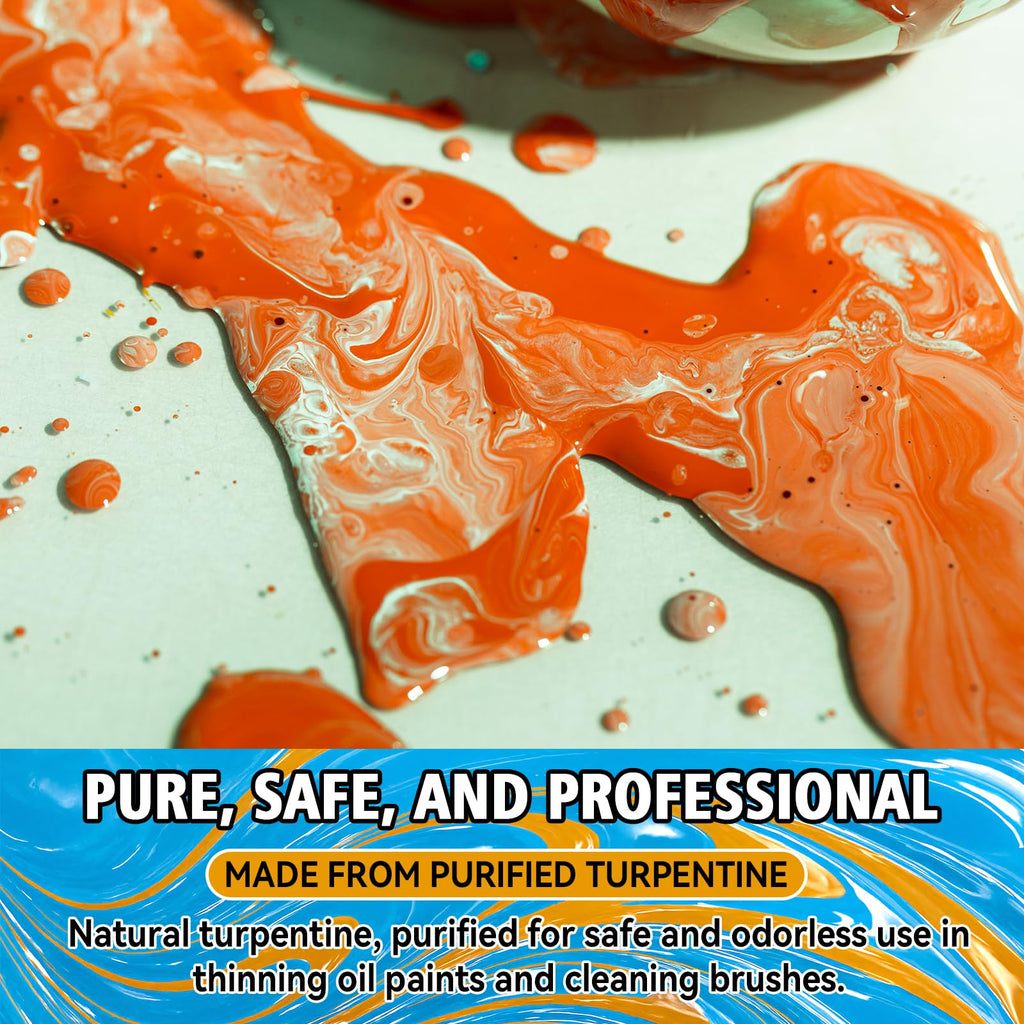 Odorless Mineral Spirits 100ml, Premium Odorless Paint Thinner for Oil Painting, Odor-Free Solvent for Artists, Thinning Oil Colors and Cleaning Brushes, Professionals Oil Painting Supplies