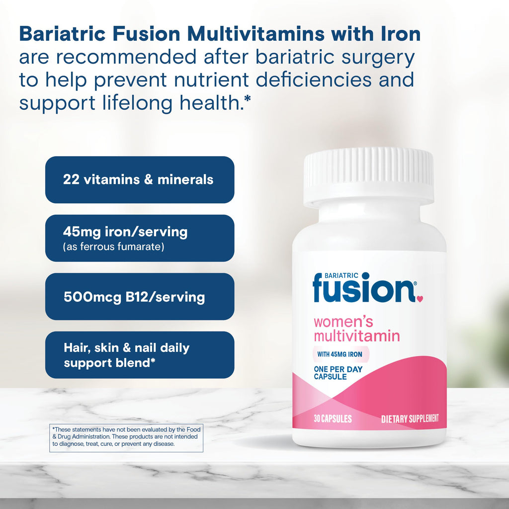 Bariatric Fusion Bariatric Multivitamin with Iron for Women | Hair, Skin and Nails Blend for Hair Loss After Bariatric Surgery & GLP-1 | 30 Capsules | 1 Month Supply