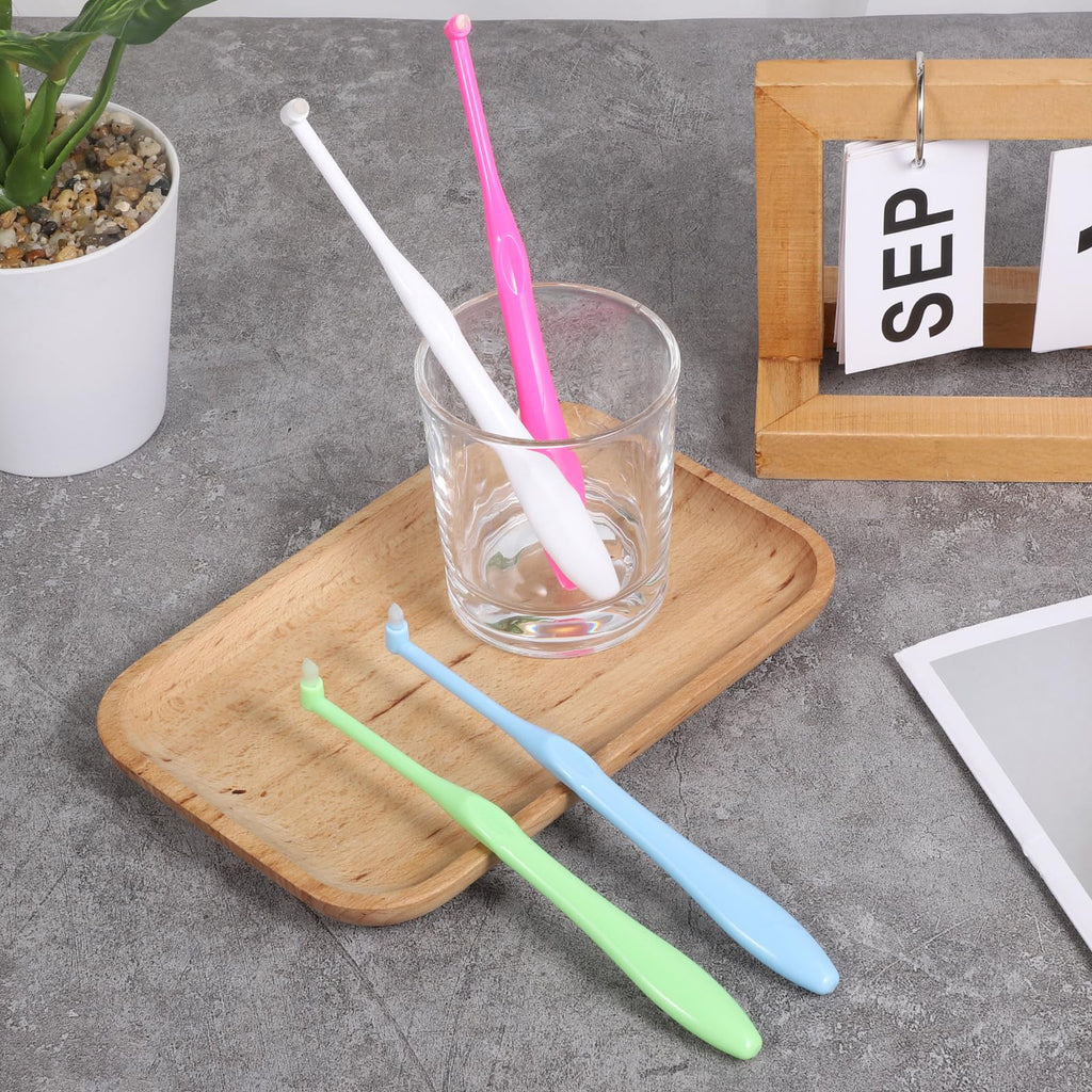 4 PCS End Tuft Toothbrush Adult, Single End Tuft Brush, Soft Orthodontic Toothbrushes for Braces, Small Soft Head for Tiny Hard-to-Reach Areas Detail Cleaning, Individually Wrapped