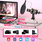Buy now ZealSound Studio Recording Microphone, Condenser Broadcast Microphone w/Stand Built-in Sound Card Echo Recording Karaoke Singing for Phone Computer PC Garageband Smule Live Stream & YouTube (Gold) at indiglob india