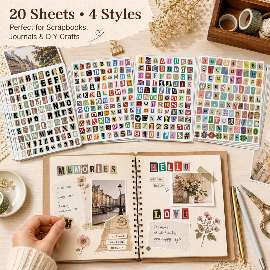 1920pcs Scrapbook Letter Stickers Ransom Alphabet Junk Journal Supplies